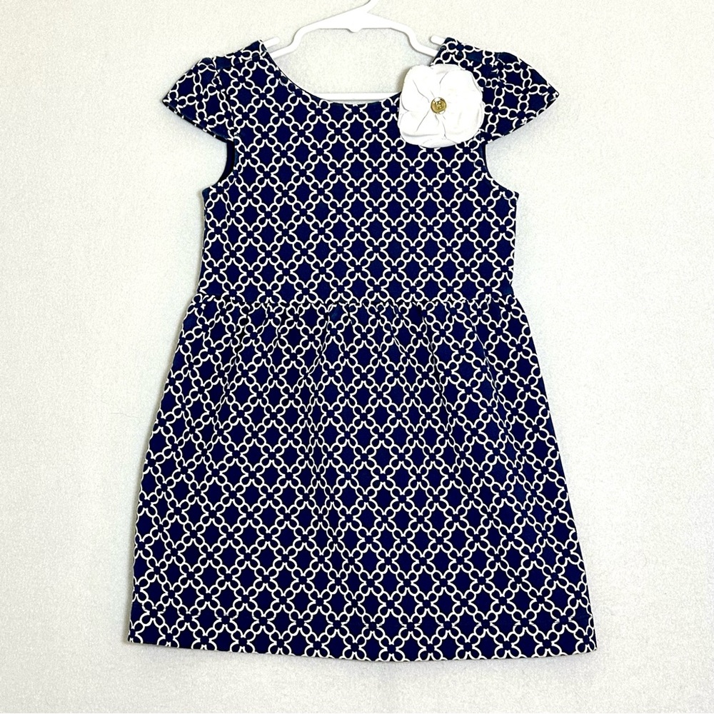 Janie and Jack Geo Ponte Dress Floral Accent Toddler Girl Size 4